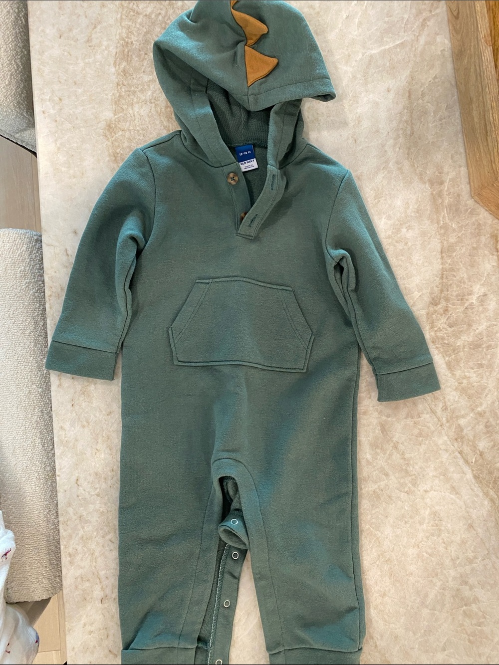Old Navy Green Hooded Dino One-Piece Bodysuit